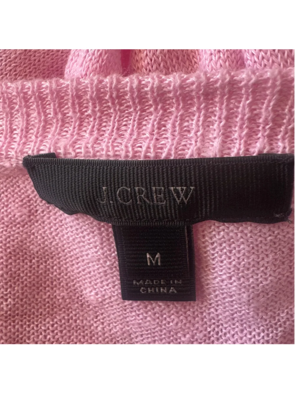 J.Crew Pink 100% Linen Pom Pom Trim Lightweight Sweater Top Size M